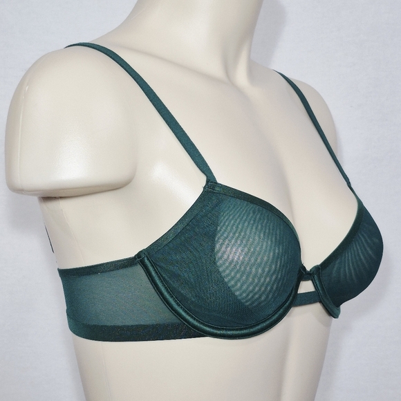 32A Auden Smooth Unlined Comfort Wire Demi‎ Coverage UW Bra Green NWT - Picture 2 of 7